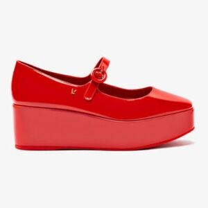Larroude Blair Vibrant Red Platform Shoes Mary Jane